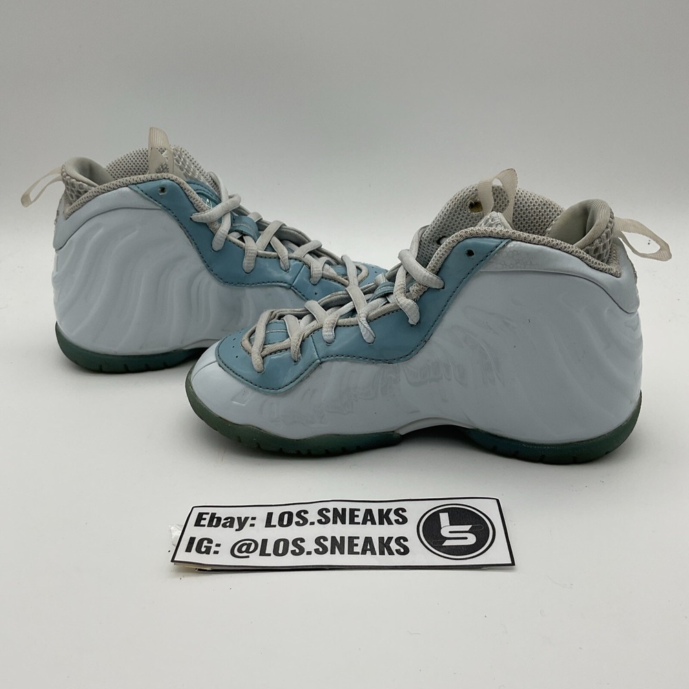 Nike Kids White & Light Blue Foamposite Sneakers - Picture 2 of 8